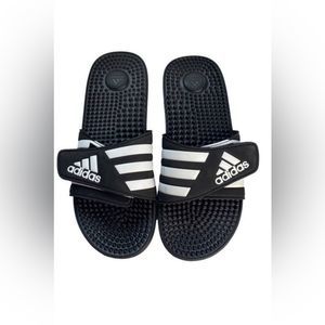 ADIDAS MEN’S 11 & Women’s 12 Adissage Slides • Black With Triple Stripe • NWT